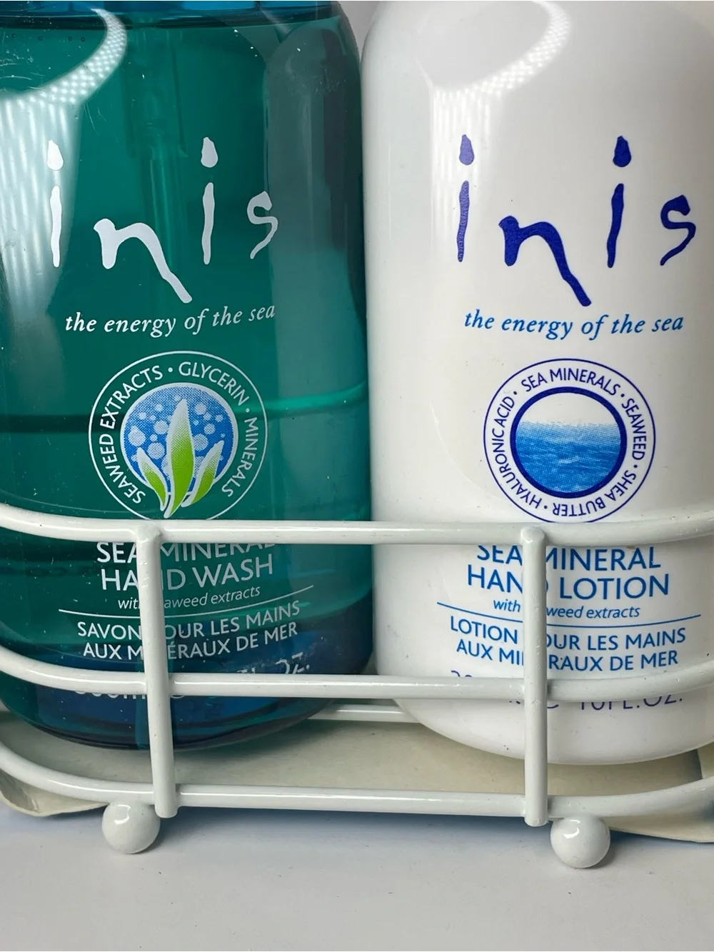 Inis the Energy of the Sea Liquid Hand Soap and Hand Lotion Caddy New 10 Oz Each
